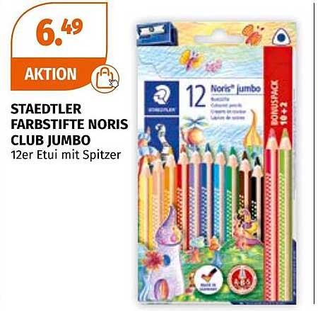 STAEDTLER Farb-stifte Noris Club Jumbo 12er Etui mit Spitzer