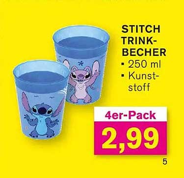 STITCH TRINK-BECHER - 4er-Pack