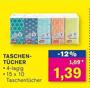 TASCHEN-TÜCHER - 4-lagig, 15 x 10 Taschentücher