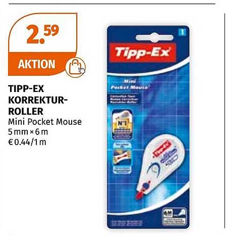TIPP-EX KORREKTUR-ROLLER Mini Pocket Mouse 5 mm × 6 m