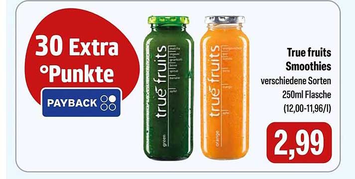 True fruits Smoothies – verschiedene Sorten 250ml Flasche