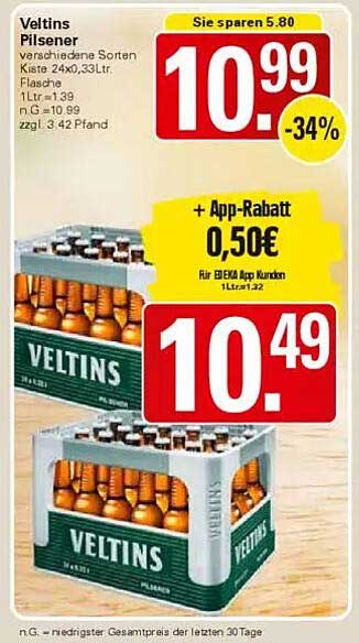 Veltins Pilsener, Kiste 24x0,33L