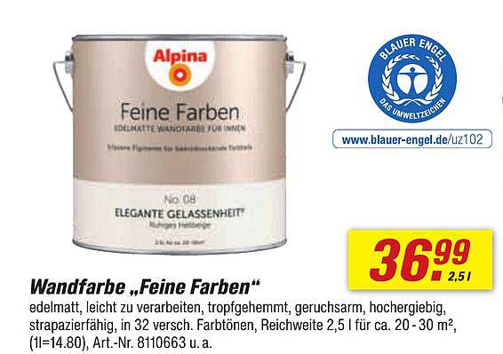 Wandfarbe „Feine Farben“ von Alpina