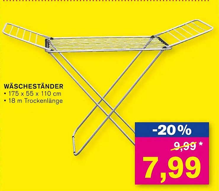 Wäscheständer 175 x 55 x 110 cm mit 18 m Trockenlänge