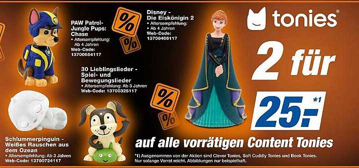 2 für 25 € auf alle vorrätigen Content Tonies