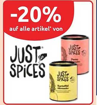 -20% auf alle Artikel von Just Spices