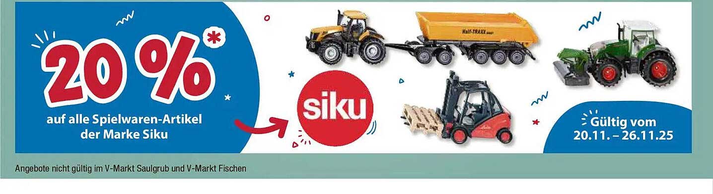 20 % Rabatt auf alle Spielwaren-Artikel der Marke Siku