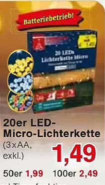 20er LED-Micro-Lichterkette (3xAA, exkl.)