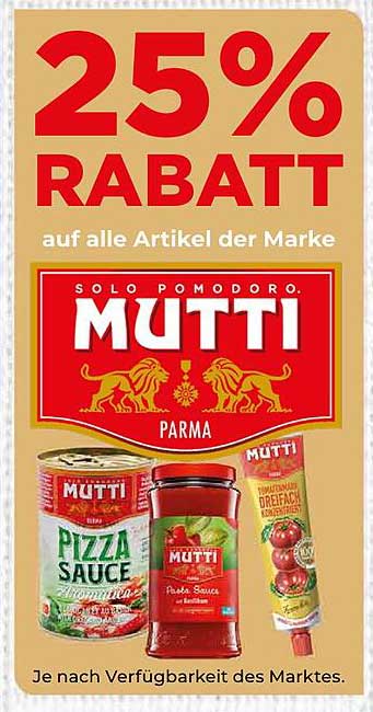 25% Rabatt auf alle Artikel der Marke Mutti