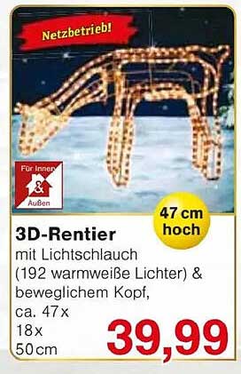3D-Rentier mit Lichterschlauch