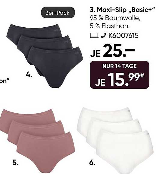 3er-Pack Maxi-Slip „Basic+“