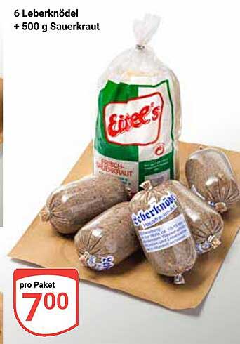 6 Leberknödel + 500 g Sauerkraut