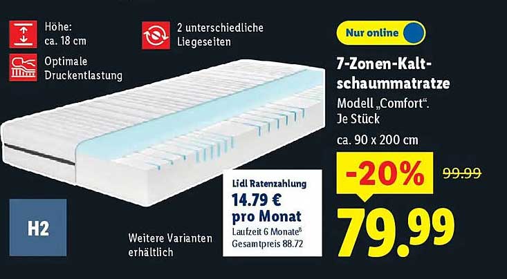 7-Zonen-Kaltschaummatratze Modell 'Comfort'