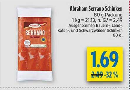 Abraham Serrano Schinken 80 g Packung