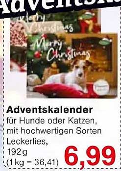 Adventskalender für Hunde oder Katzen mit hochwertigen Sorten Leckerli