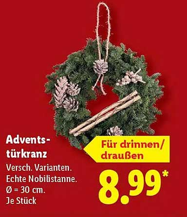 Adventskranz - Verschiedene Varianten, echte Nobillstanne, Ø 30 cm