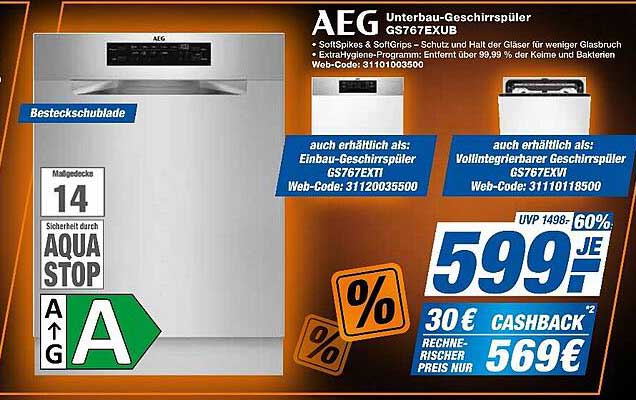 AEG Unterbau-Geschirrspüler GS76EXUB