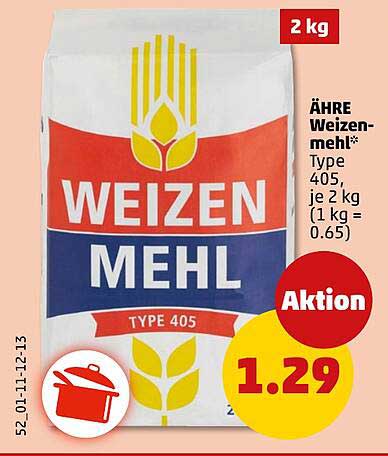 ÄHRE Weizenmehl Type 405, je 2 kg