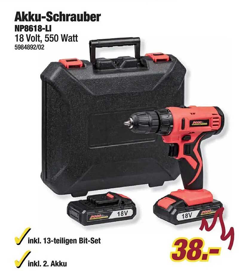 Akku-Schrauber NP8618-LI 18 Volt, 550 Watt