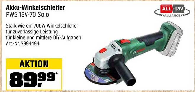 Akku-Winkelschleifer PWS 18V-70 Solo