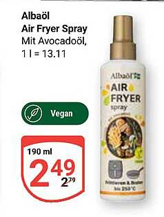 Albaöl Air Fryer Spray mit Avocadoöl, 190 ml