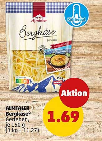 ALMTALER Bergkäse* Gerieben, je 150 g