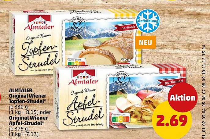ALMTALER Original Wiener Topfen-Strudel oder Apfel-Strudel 330 g/375 g für 2,69