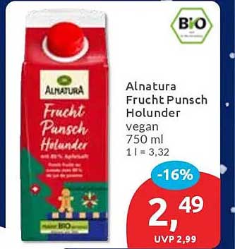 Alnatura Frucht Punsch Holunder 750 ml - Vegan