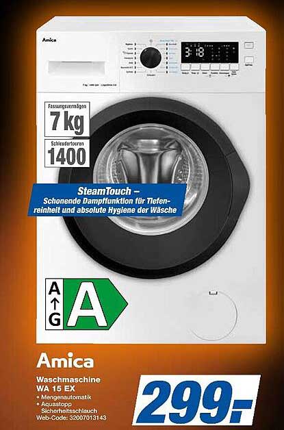 Amica Waschmaschine WA 15 EX mit SteamTouch-Funktion