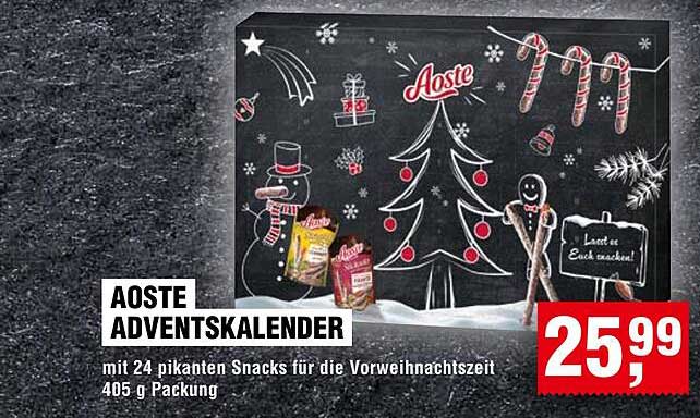 Aoste Adventskalender mit 24 pikanten Snacks für die Vorweihnachtszeit