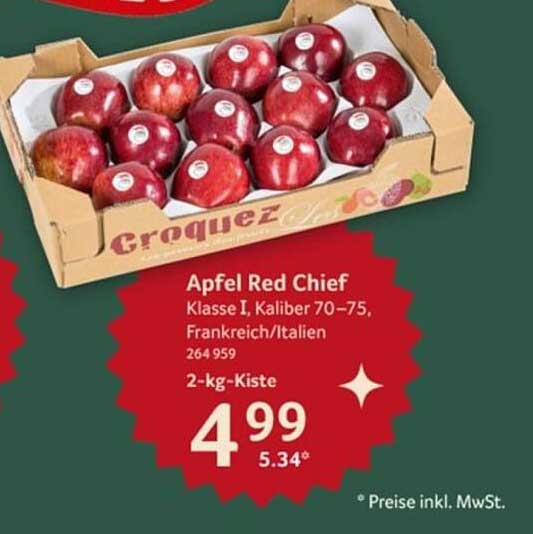 Apfel Red Chief 2-kg-Kiste