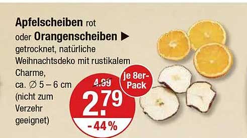 Apfelscheiben rot oder Orangenscheiben - getrocknet, natürliche Weihnachtsdeko mit rustikalem Charme