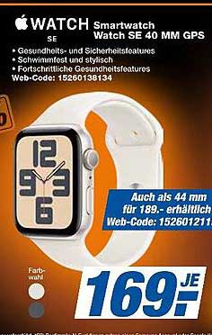 Apple Watch SE 40 MM GPS - Smartwatch mit Gesundheits- und Sicherheitsfeatures