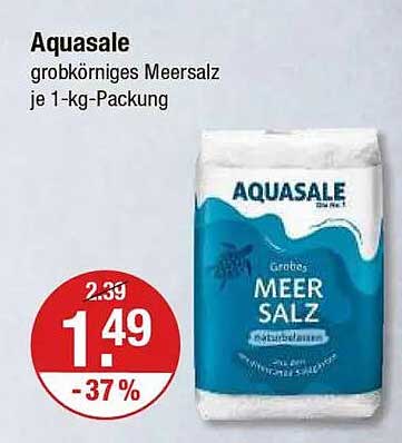 Aquasale grobkörniges Meersalz je 1-kg-Packung