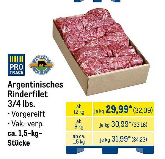 Argentinisches Rinderfilet 3/4 lbs.