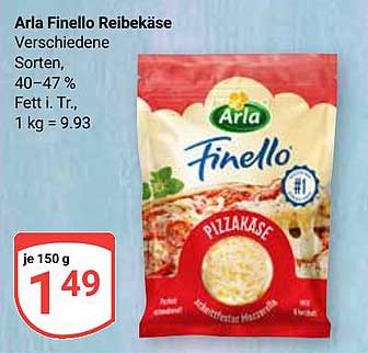 Arla Finello Reibekäse 150 g - Pizzakäse