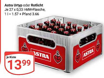 Astra Urtyp oder Rotlicht - 27 x 0,33 l MW-Flasche