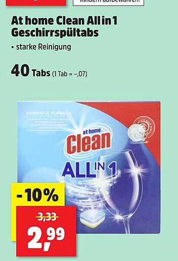 At home Clean All in 1 Geschirrspültabs - starke Reinigung
