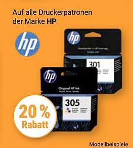 Auf alle Druckerpatronen der Marke HP - 20% Rabatt