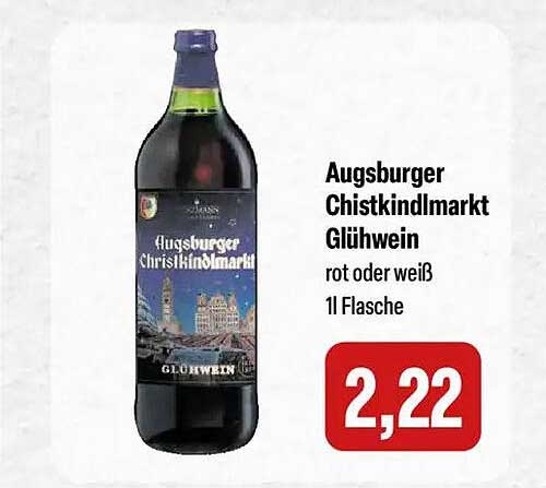 Augsburger Christkindlmarkt Glühwein rot oder weiß 1l Flasche