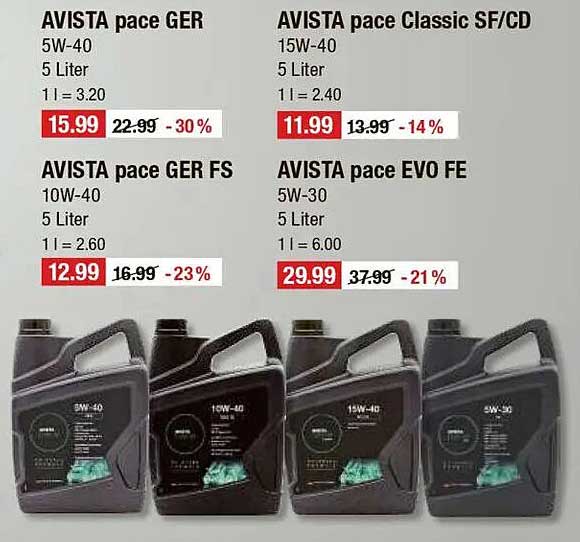 AVISTA pace GER, AVISTA pace Classic SF/CD, AVISTA pace GER FS, AVISTA pace EVO FE