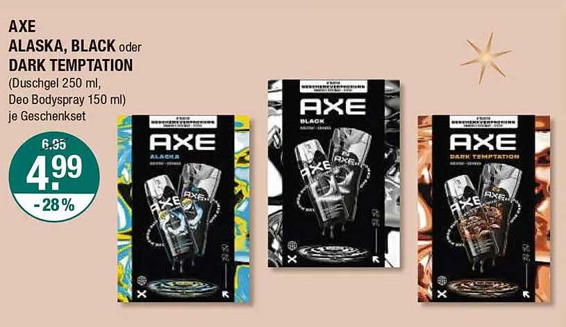 AXE Geschenkeset: Alaska, Black oder Dark Temptation (Duschgel 250 ml, Deo Bodyspray 150 ml)