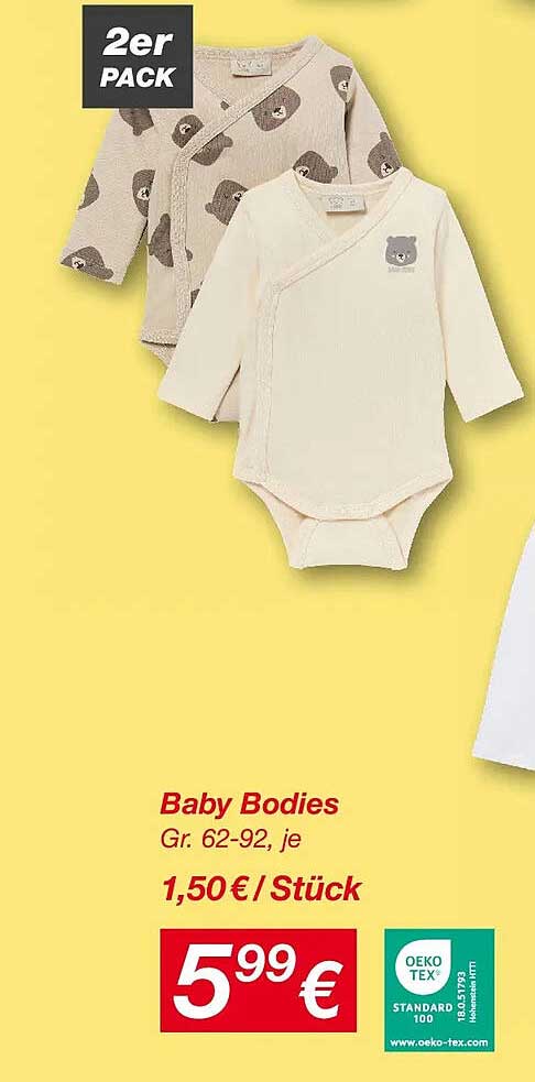 Baby Bodies 2er Pack in den Größen 62-92 für je 1,50 € Stück