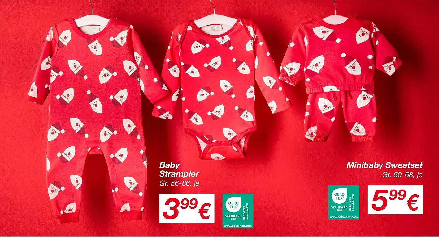 Baby Strampler Gr. 56-86 für nur 3,99 € und Minibaby Sweatset Gr. 50-68 für nur 5,99 €