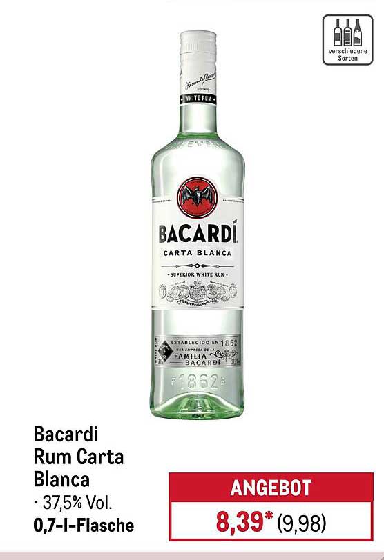 Bacardi Rum Carta Blanca 0,7 l - 37,5% Vol.