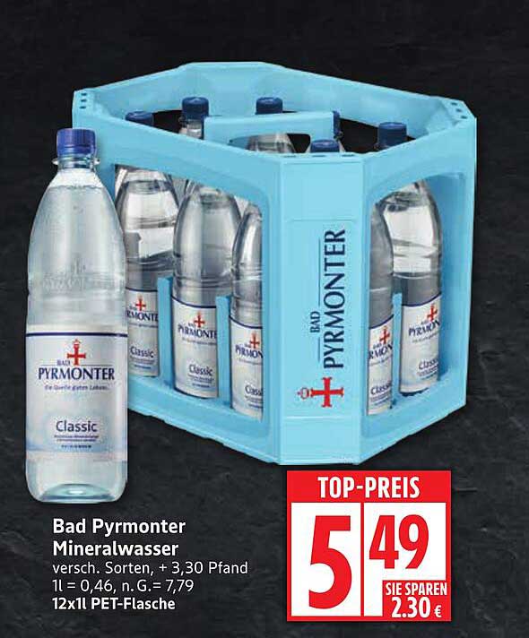 Bad Pyrmonter Mineralwasser 12x1L PET-Flasche