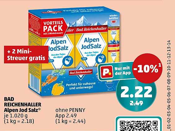 BAD REICHENHALLER Alpen Jod Salz 1.020 g