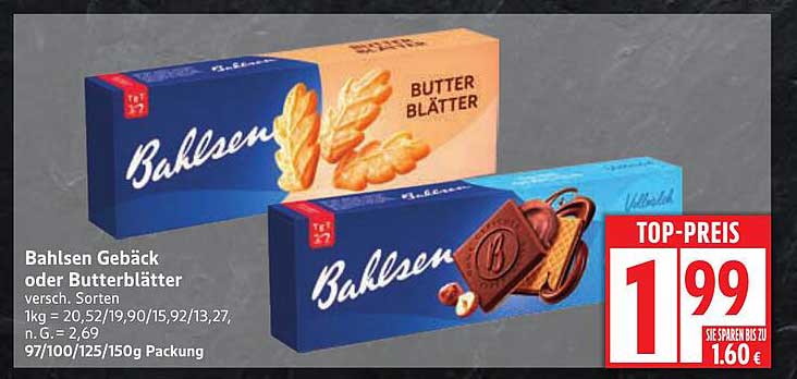 Bahlsen Gebäck oder Butterblätter - verschiedene Sorten