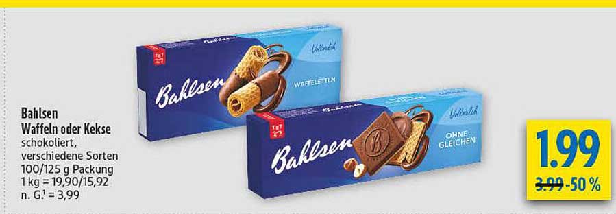 Bahlsen Waffeln oder Kekse, schokoliert, verschiedene Sorten 100/125 g