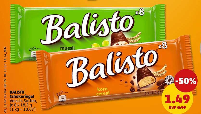BALISTO Schokoriegel, 8 x 18,5 g, verschiedene Sorten